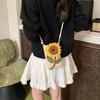 Woven Sunflower Phone Bag With Flap Closure For Daily Use And Urban Style