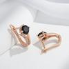 Shiny Black Natural Zircon English Earrings Luxury  Rose Gold Color High Quality Women Daily Fine Ethnic Jewelry