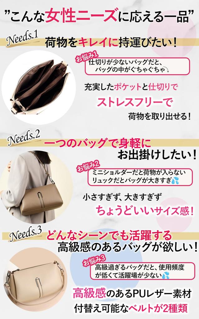 Ne Right Damen 2-Wege Schulter-/Handtasche, Großes Fassungsvermögen, Hochwertige Leder-Umhängetasche (Braun)