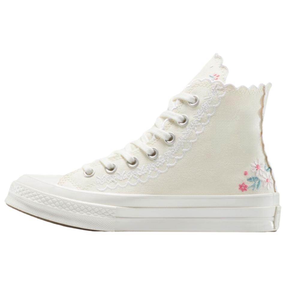 

Converse Chuck 70 High Embroidered Flowers Unisex Sneakers Cream Egret Watermelon-Pink A13541C 37