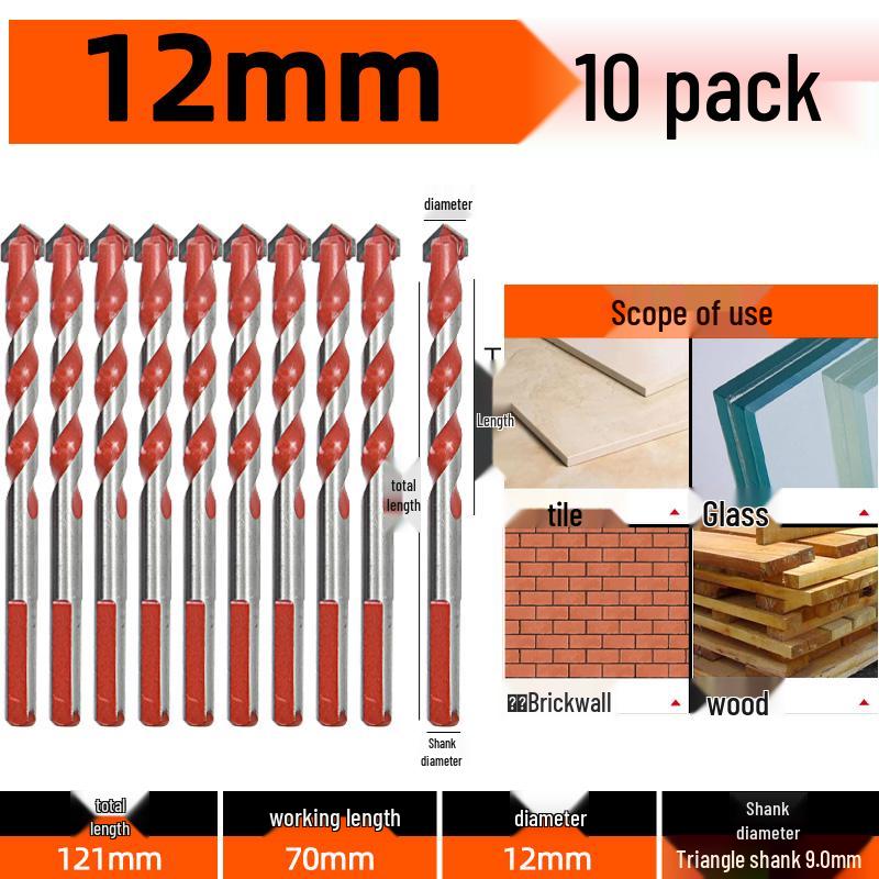 6mm Alloy Triangle Drill Bit for Concrete, Glass, and Cement