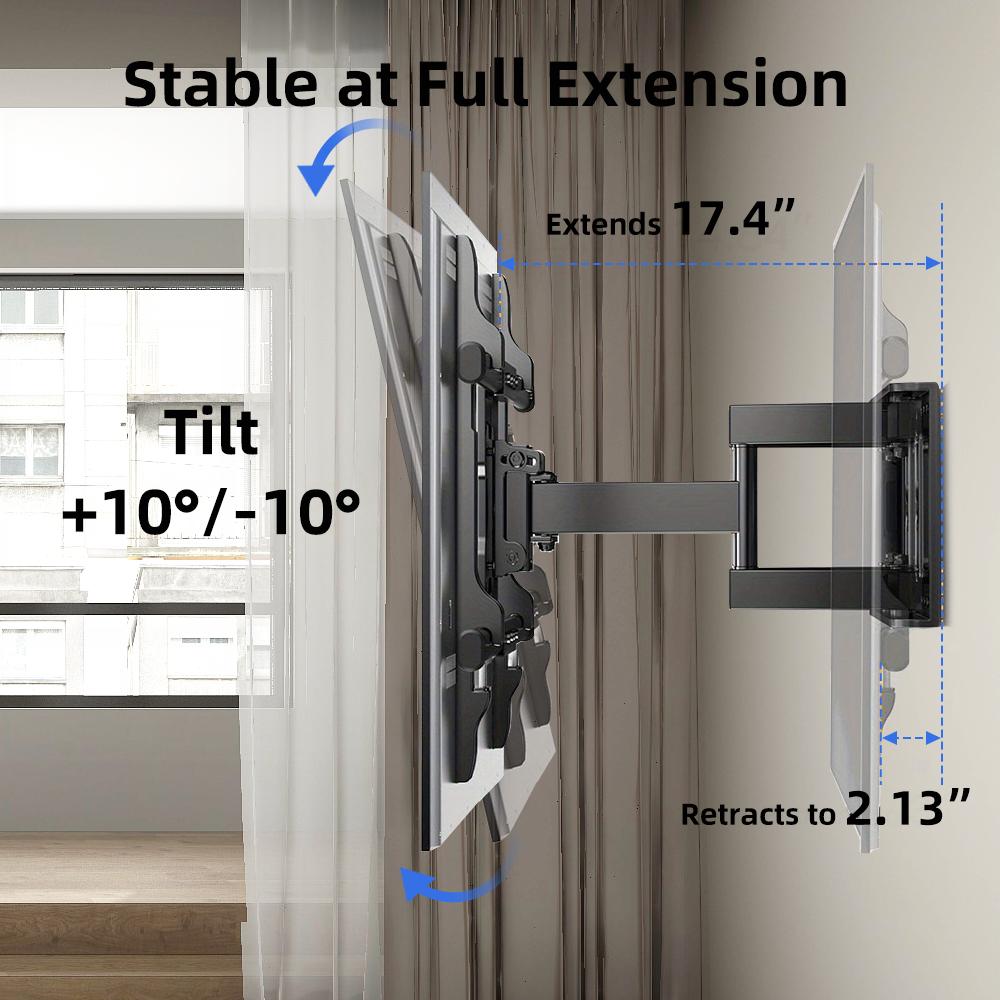 Sliding TV Wall Mount for 32-80" TVs Full Motion Articulating 6 Arms, Easy TV Centering, Max VESA 600x400mm, 1Max Load 176 Lbs