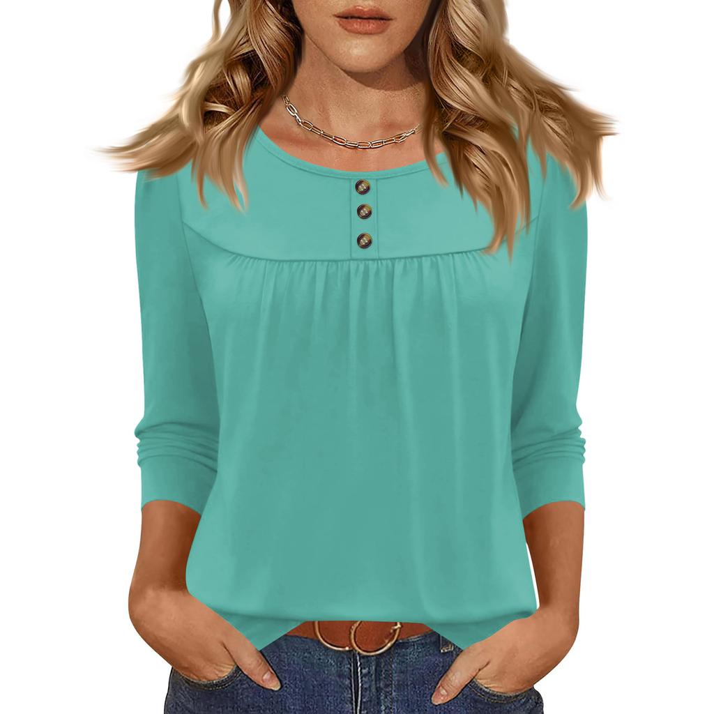 T-shirt casual da donna a manica corta, girocollo, colorata, vestibilità morbida