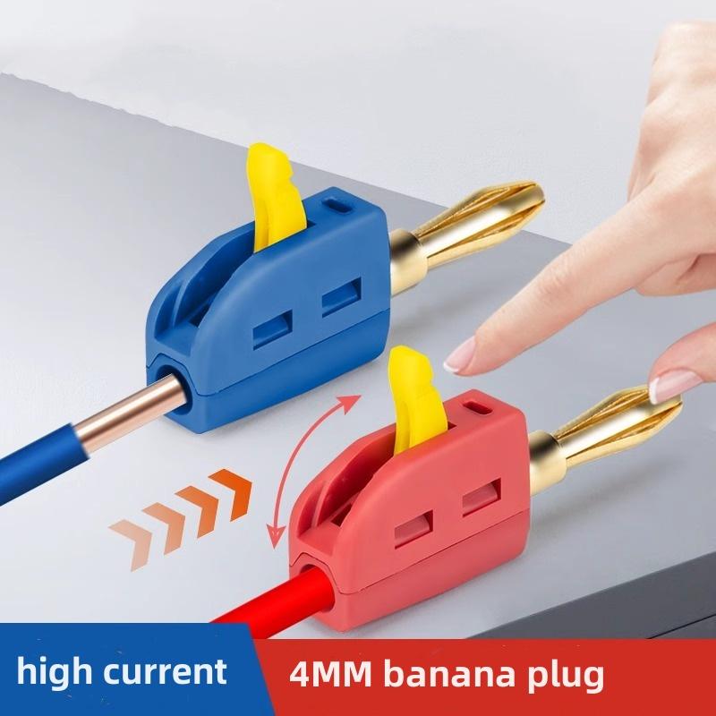 1Pcs 4mm Solderless quick connect high current 32A Banana Plug wire connector, Power testing instrument plug, Musical Speaker