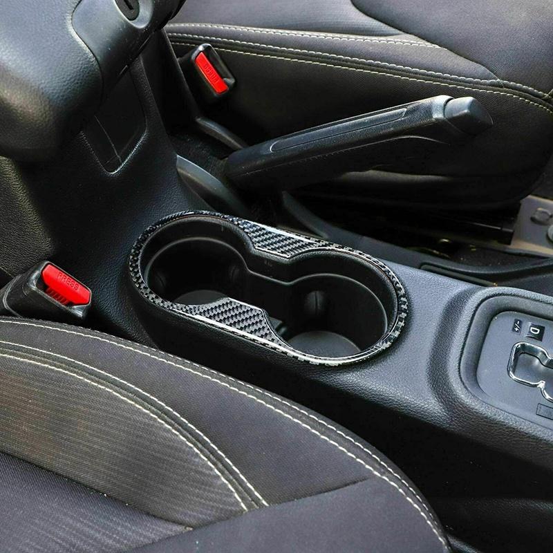 For Jeep Wrangler JK 2011-2017 4-Door Models Car Water Cup Holder Trim Cover Sticker Protector Real Carbon Fiber