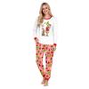 Christmas Print Neck Top and Jogger Pants Set for Holiday Casual Outfit