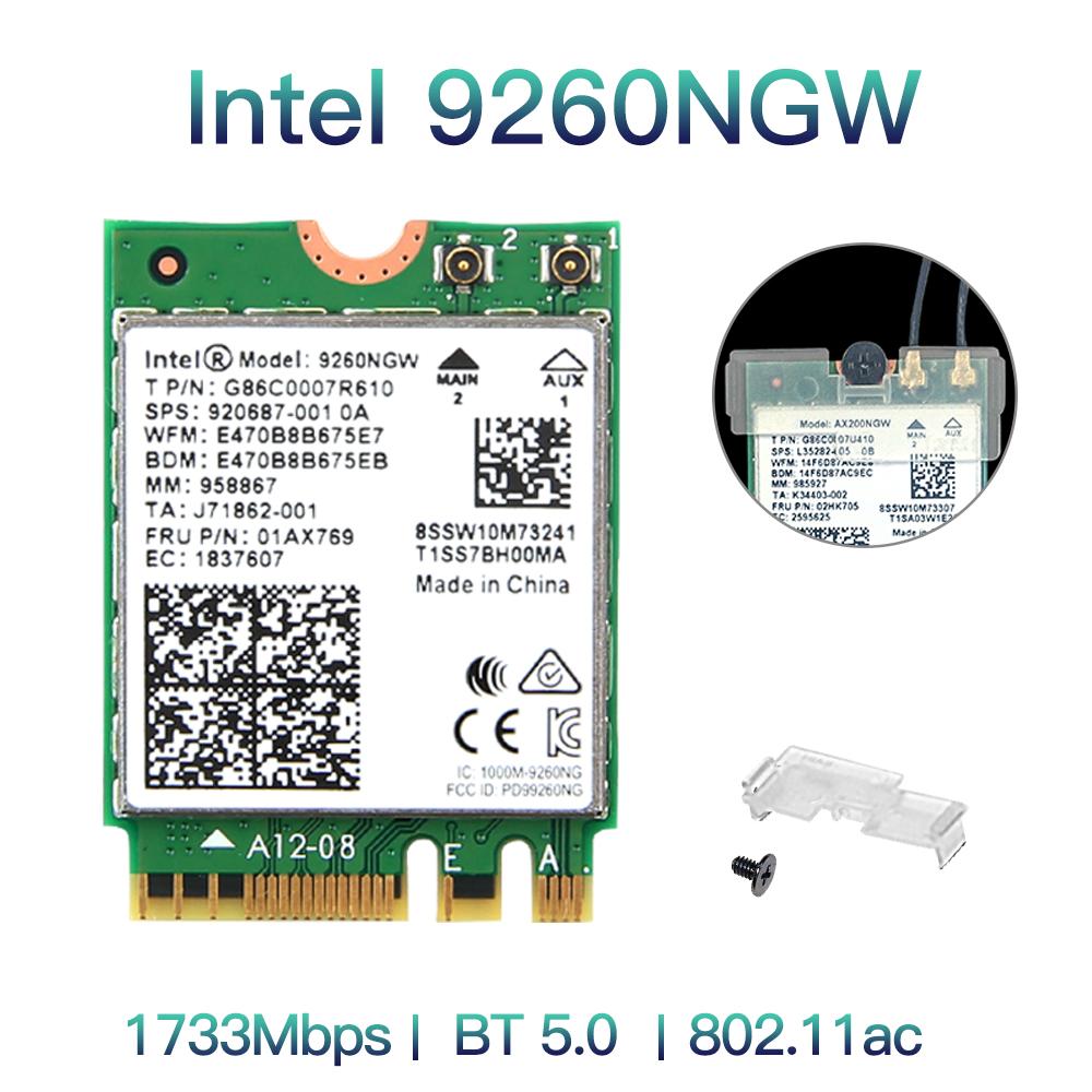 

Двухдиапазонный беспроводной адаптер для Intel 9260 WiFi Card 9260NGW 9260AC NGFF M.2 1,73 Гбит/с 802.11ac для Bluetooth 5,0 сетевой адаптер Wlan