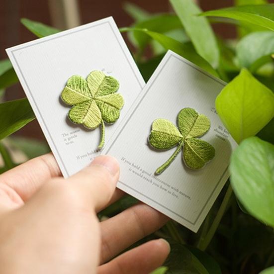 Yousheng Four-Leaf Clover Embroidered Applique, Irish Shamrock Patch, Iron-on Sew-on Applique for Clothes Bags Hats Decoration Repairing