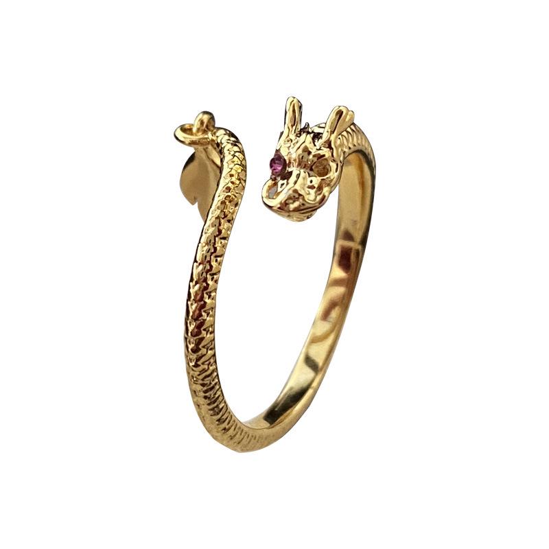 Year of the Dragon Women's Unique High-End Open Ring - Creative Ancient Design