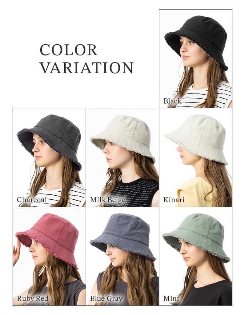 small fringe bucket large light UV UV cool to the all chin strap size adjustable [Loo&c] Women's hat, face, hat, size, 100% blocking, protection,