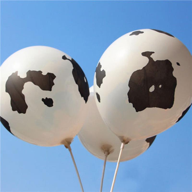 10 st 12 tums Latexballonger med Ko-tryck för Cowboy Cowgirl Westernfestinredning
