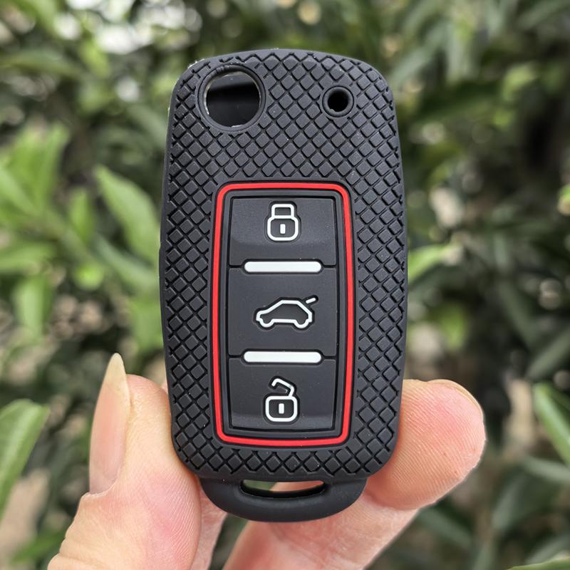 

For VW Golf 4 5 6 7 Bora Jetta POLO MK4 MK6 Bora Passat B5 B6 Superb Tiguan Beetle Car Silicone Remote Key Case Cover FOB чорний