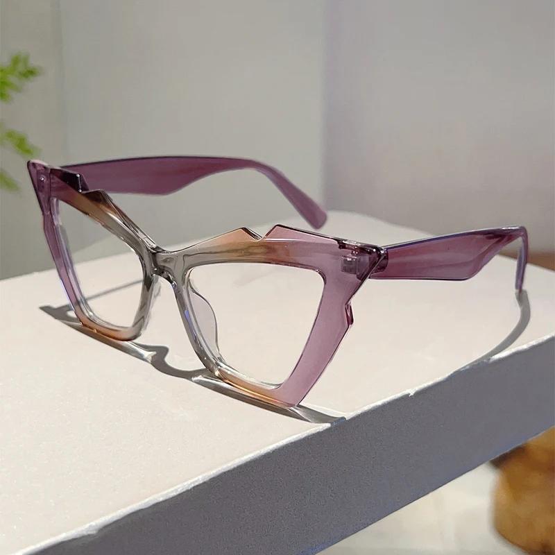 

KAMMPT Vintage Cat Eye Glasses Women Fashion Oversized Multi-color Optical Frames Trendy Luxury Brand Design Decor Eyeglasses