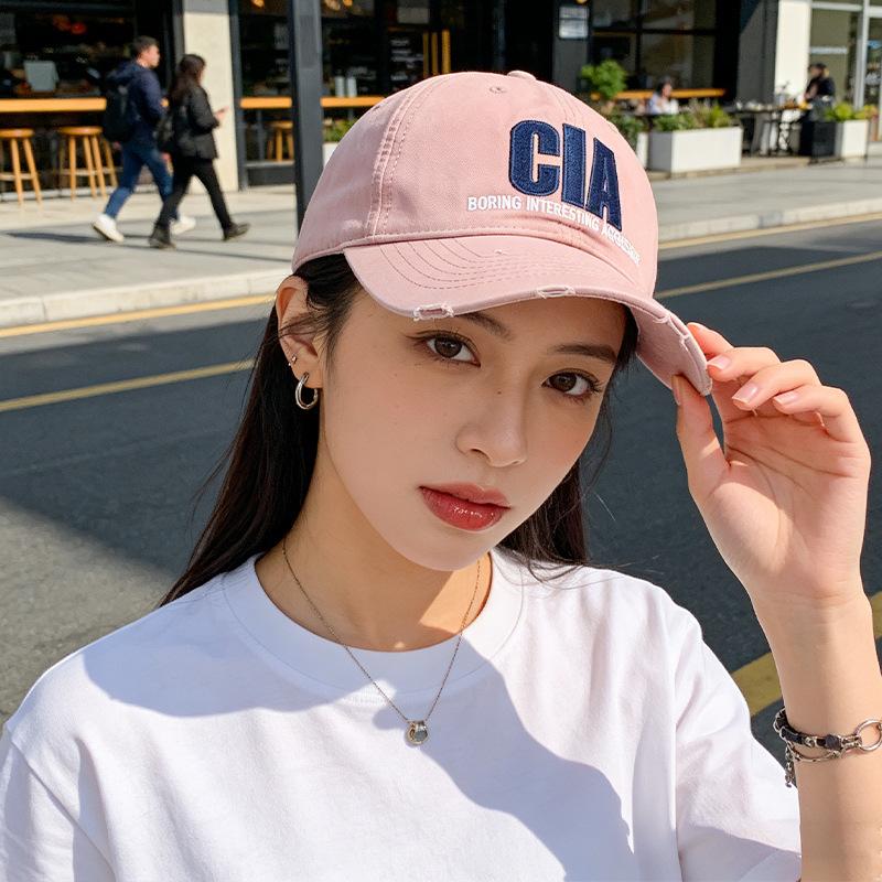 American Retro Embroidery Ripped Baseball Cap Spring and Summer Leisure Sports Sunscreen Visor Face Small Fashion Cap