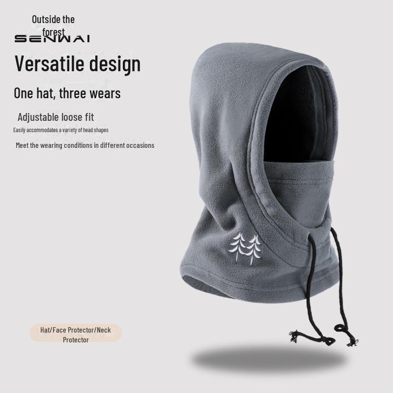 Balaclavă de iarnă unisex rezistentă la vânt: Glugă din pluș, Eșarfă caldă și Acoperitor pentru cap