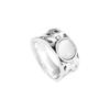 Jianjie Creative Retro Moonstone Wide Band Men's Ring - European and American Popular Jewelry