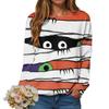 Halloween Serie 3D Digital bedrucktes Damen Harajuku Style Casual Rundhals Langarm T-Shirt