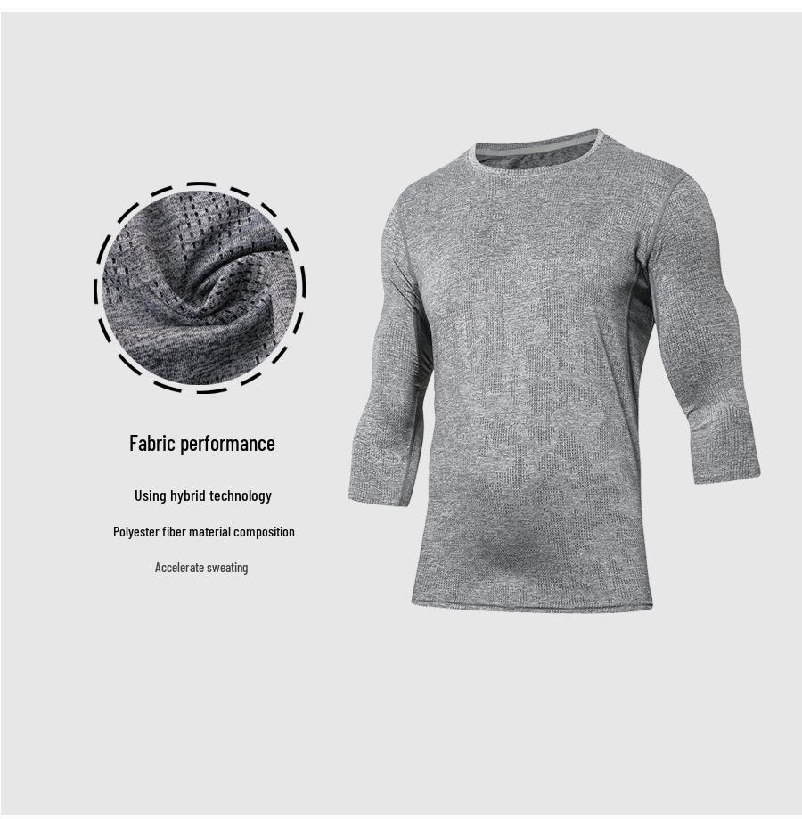 Men's Quick-Dry Three-Quarter Sleeve Basketball T-Shirt - Loose, European & American Style for Summer Outdoor Sports