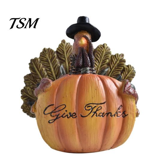 Seasonal Home Accents for Autumn Harvest Figurine Ornament, Decorative Resin Statue, Turkey/Scarecrow/Pumpkin Unique Gift Friends Tabletop Centerpiece