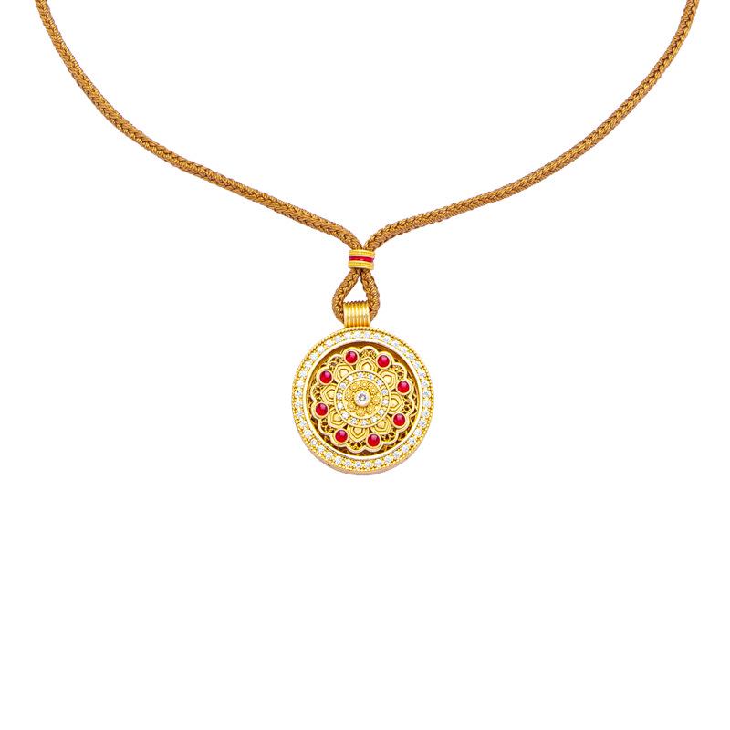 Vintage Vietnam Sand Gold Rotating Tag Pendant with Inlaid Diamond - Non-Fading Long-lasting Jewelry