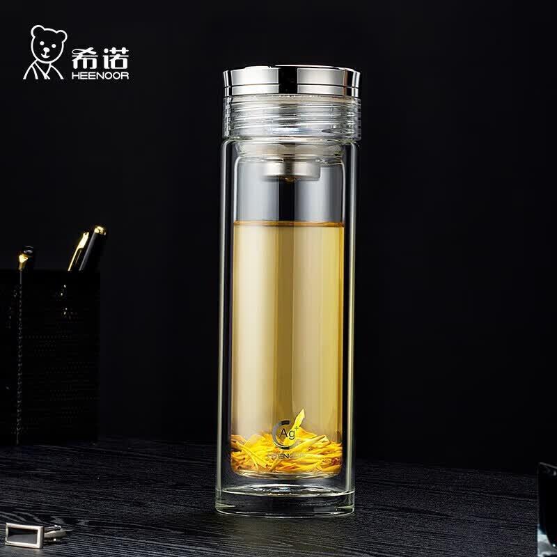 Heenoor Antibacterial Double-Layer Glass Tea Bottle