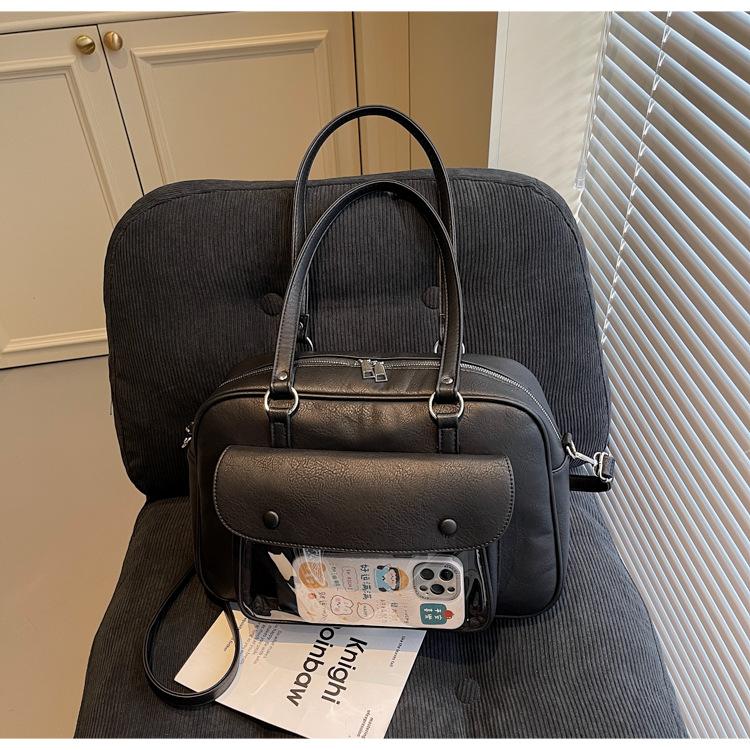 New shoulder bag pleated design trendy tote bag women's casual solid color niche style underarm bag women