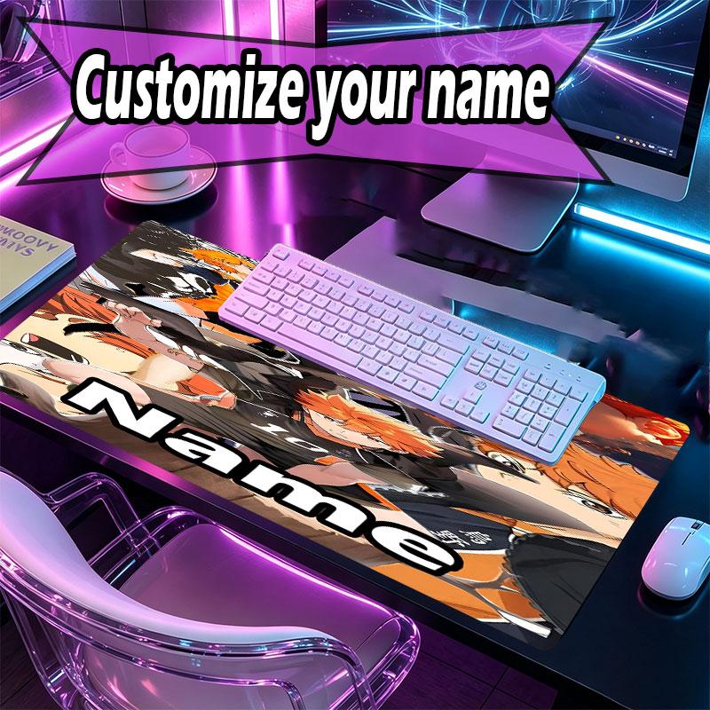 Mousepad Personalizado com Nome e Padrão Haikyu, Tapete de Mesa para Laptop PC, Tapete Decorativo de Mesa para Teclado de Casa Presente