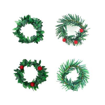 Cross-Border Christmas Floral Vine Napkin Ring - Iron Wire Green Leaf Wreath for Table Decoration