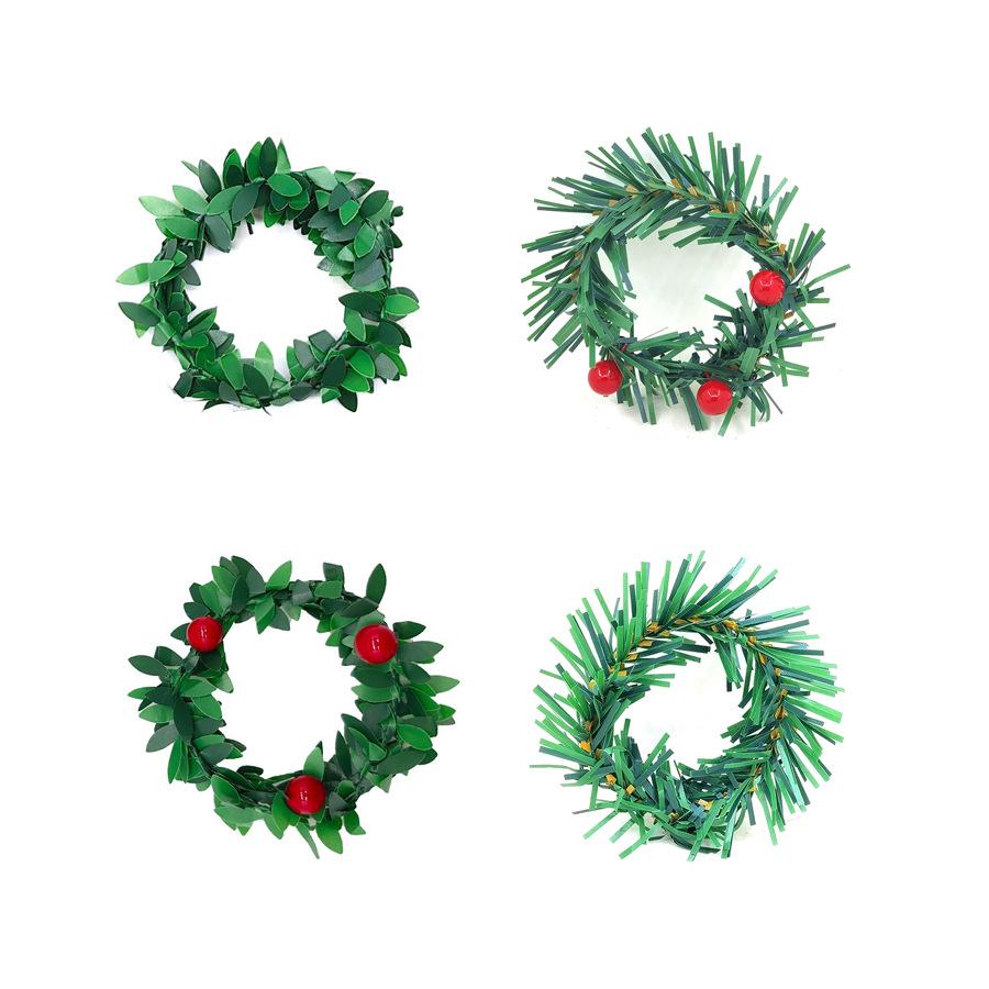 Cross-Border Christmas Floral Vine Napkin Ring - Iron Wire Green Leaf Wreath for Table Decoration