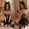 Sexy Costume Women Cute Mini Skirt With Elastic Waist Sweet Cute Black Night Dress Ruffle Nightgown Cosplay Sexy Pajama