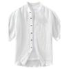 Foreign Trade Surplus Japanese-Style Casual Comfortable Thin Short-Sleeve Shirt for Men, Loose Trendy Chinese Style Stand Collar White Shirt