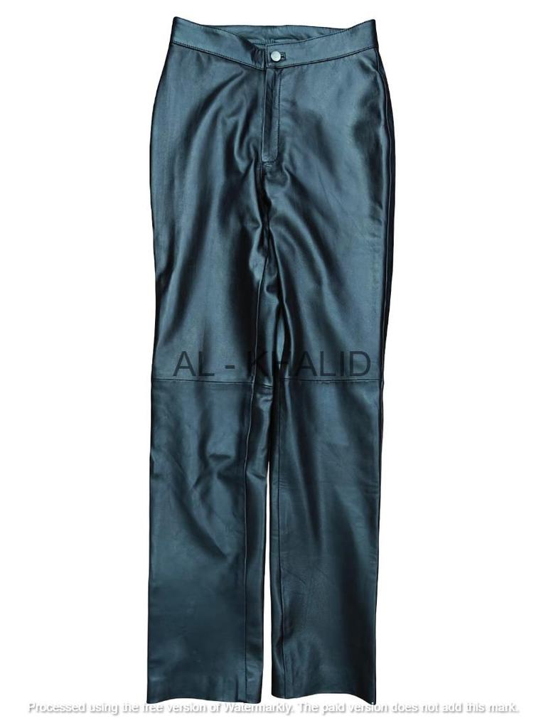 Pantaloni Uomo di Qualità Indossare Eleganti Neri Cargo Vera Pelle di Agnello Pista Alti