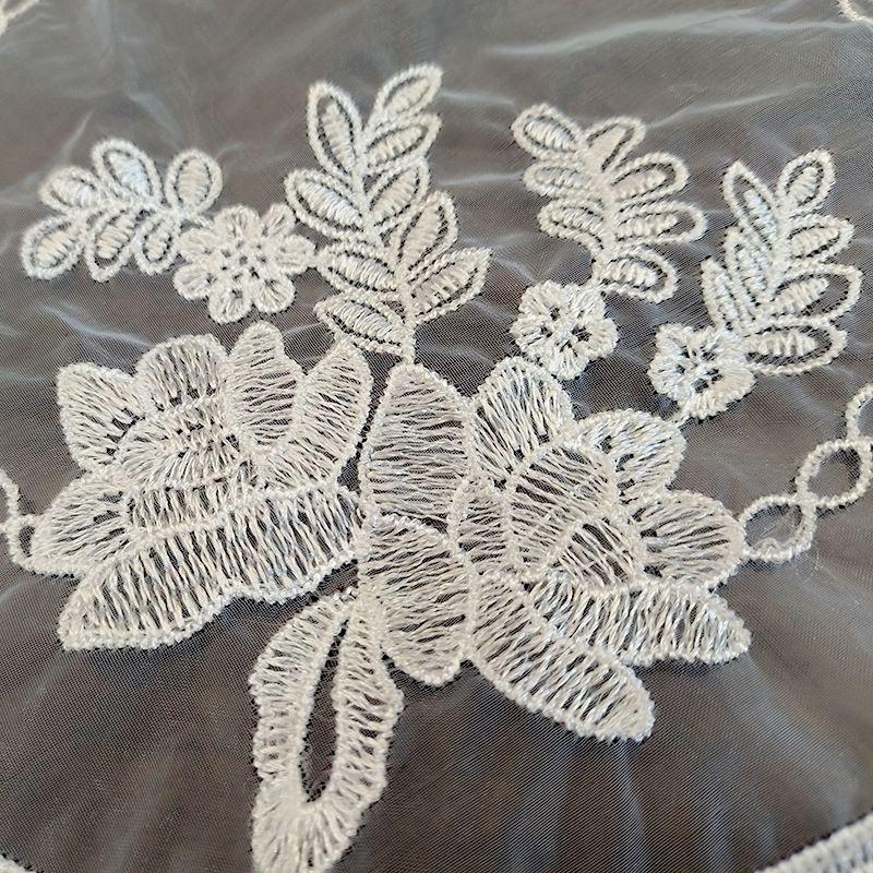 White Round Organza Rose Embroidery Universal Cover Cloth Tablecloth Embroidered Cover Cloth Placemat 33cm