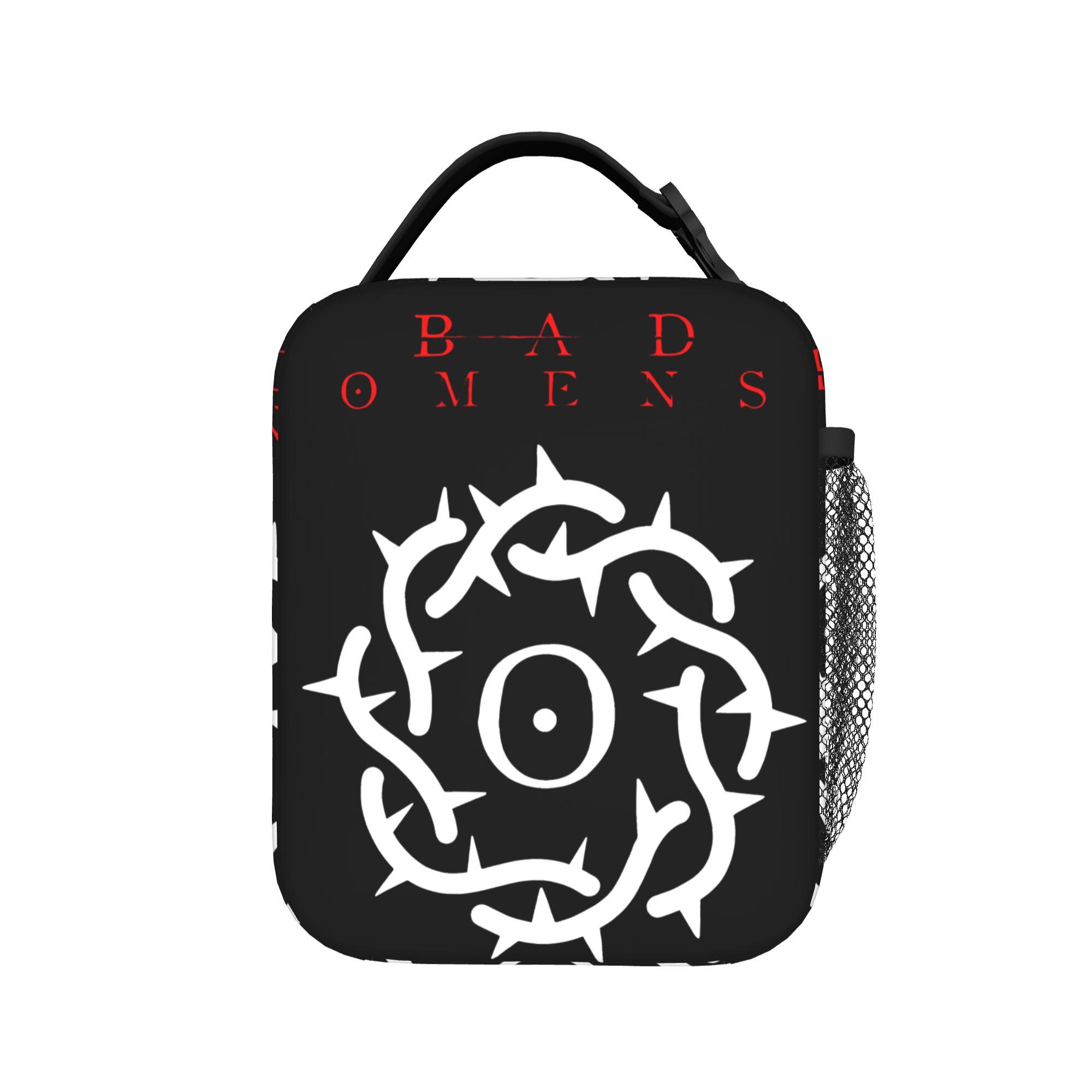 White SIlhouette Symbol Post Hardcore Bad Omens Lunch Bag Casual Lunch Box For Unisex Insulated Cooler Bag Thermal Lunch Bags One Size