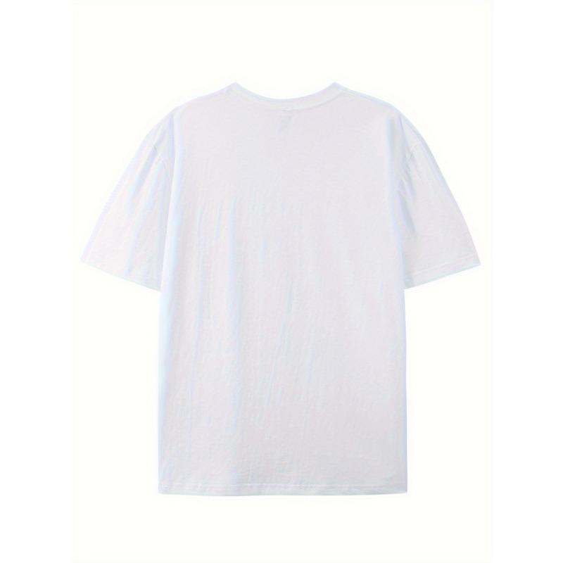 European sizes Men's round neck short sleeved T-shirt with women's pattern print in hand, simple and fashionable T-shirt