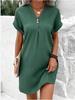Elegant 2025 Women's V-Neck Solid Color Casual Button Dress