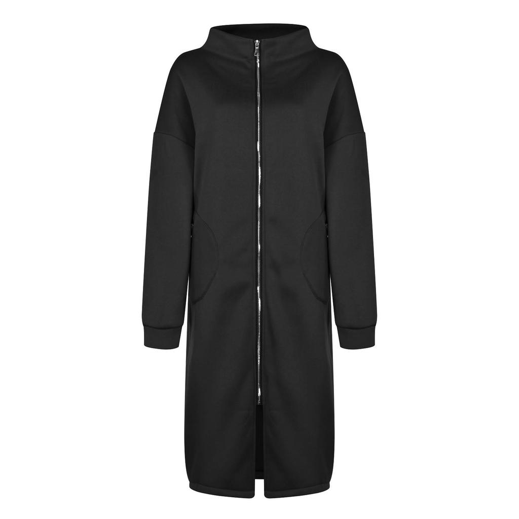 Women's Casual Loose Long-sleeved Zipper Hooded Long Padded Sweatshirt Coat