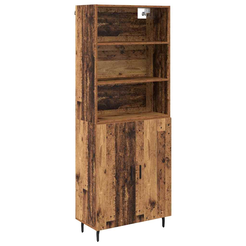 Highboard Reclaimed Wood 69.5 x 34 x 180 cm Engineered Wood and Glass