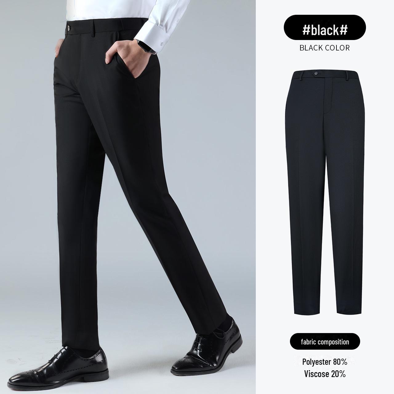 

Мужские темно-синие прямые брюки из драпированного костюма - повседневный деловой стиль Nine-Point Waist 99cm (39)