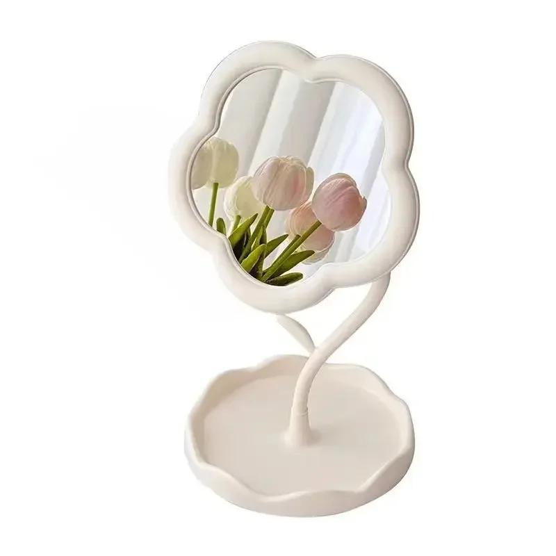 Floral Office Mirror, Dormitory Creative Decoration, Makeup Dressing Mirror, High-end Style, Bedroom Home Decoration