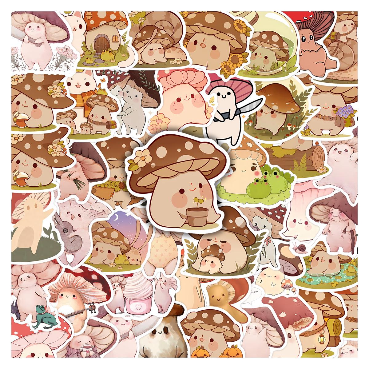 50PCS Cute Cartoon Mushroom Children s Journal Stickers for DIY Notebook Decoration No
