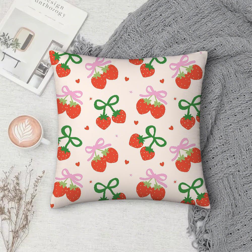 Cartoon Strawberry Pillow Case Square Double-Sided Printing Sofa Cushion Cover Pillowcase Bedroom Bedside