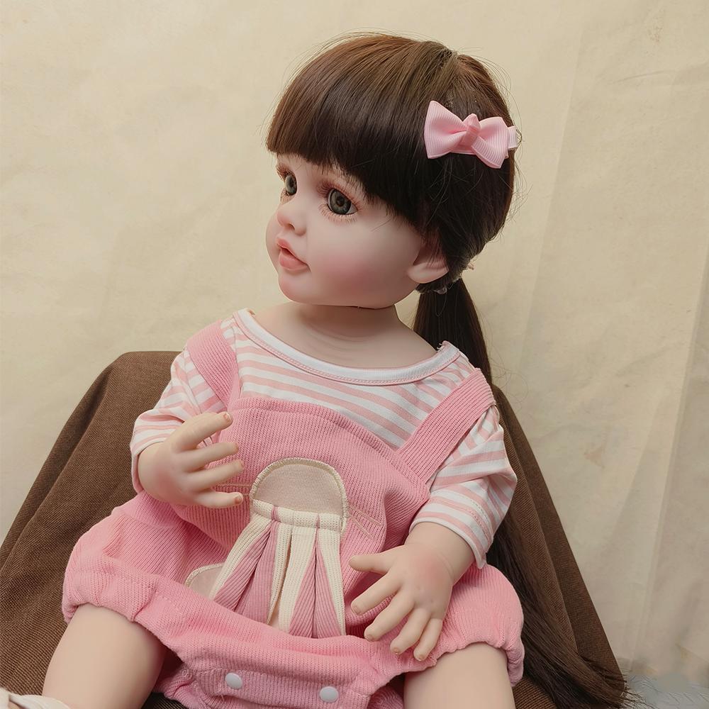 22-calowa lalka reborn Betty miękki silikonowy winyl cały korpus zabawka realistyczna lalka noworodka peruka włosy prezenty dla dzieci zabawki