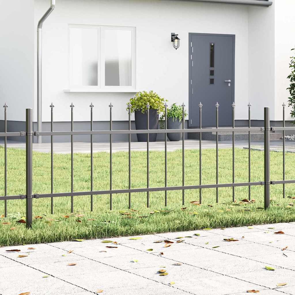 Garden Fence Panel Set 5 Pcs Gray 8.5 X 0.6 M Powder Coated Steel