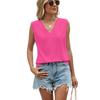 Summer Chiffon Shirt Women Loose V Neck Pleated Sleeveless Top Vest Solid Color Loose Blouse