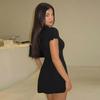 European Style 2026 Spring Sexy Slimming Short Sleeve Hollow Bodycon Dress