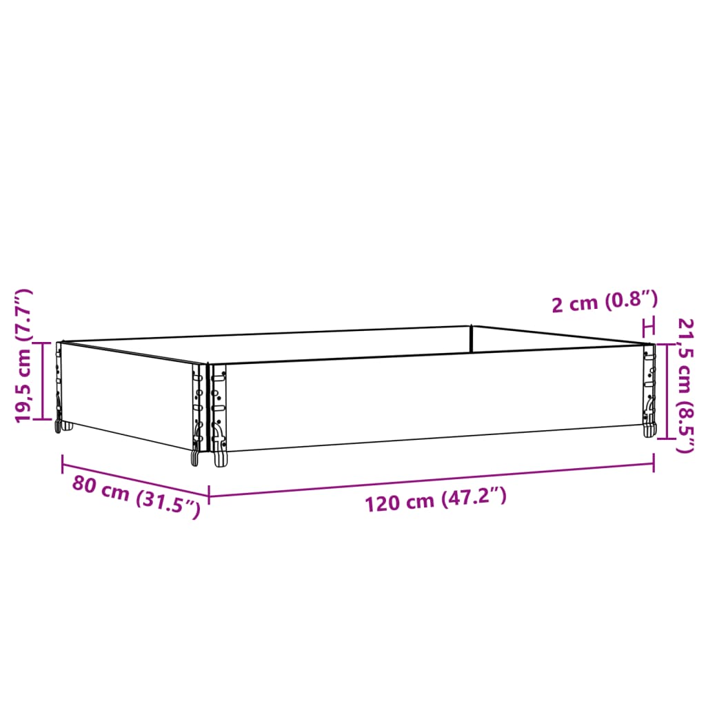 Vidaxl Pallet Extension, Brown, 120X80 Cm, Solid Pine Wood