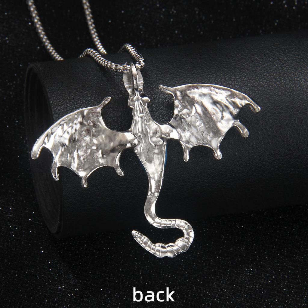 Dripping oil cartoon dragon color necklace European and American fashion animal stainless steel lanyard