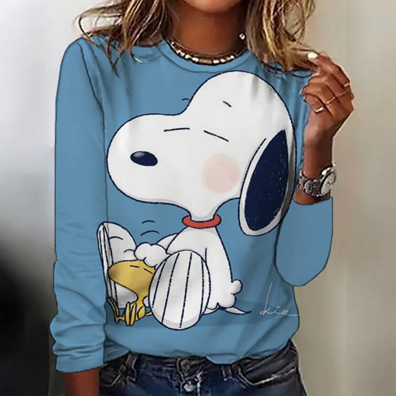 

Fashion Women s T shirt Tee Snoopy printed Daily Sweatshirt Casual Long Sleeve t shirt Crew Neck Spring Fall sportswear S