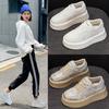 Board Shoes 2026 Women's Versatile Fine Strap Leather Casual Sports Shoes Board Shoes Sponge Cake Shoes